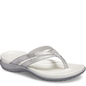 CROCS | Shoes | Nwot Silver Crocs Capri Sandal Flip Flops Size 8 | Poshmark